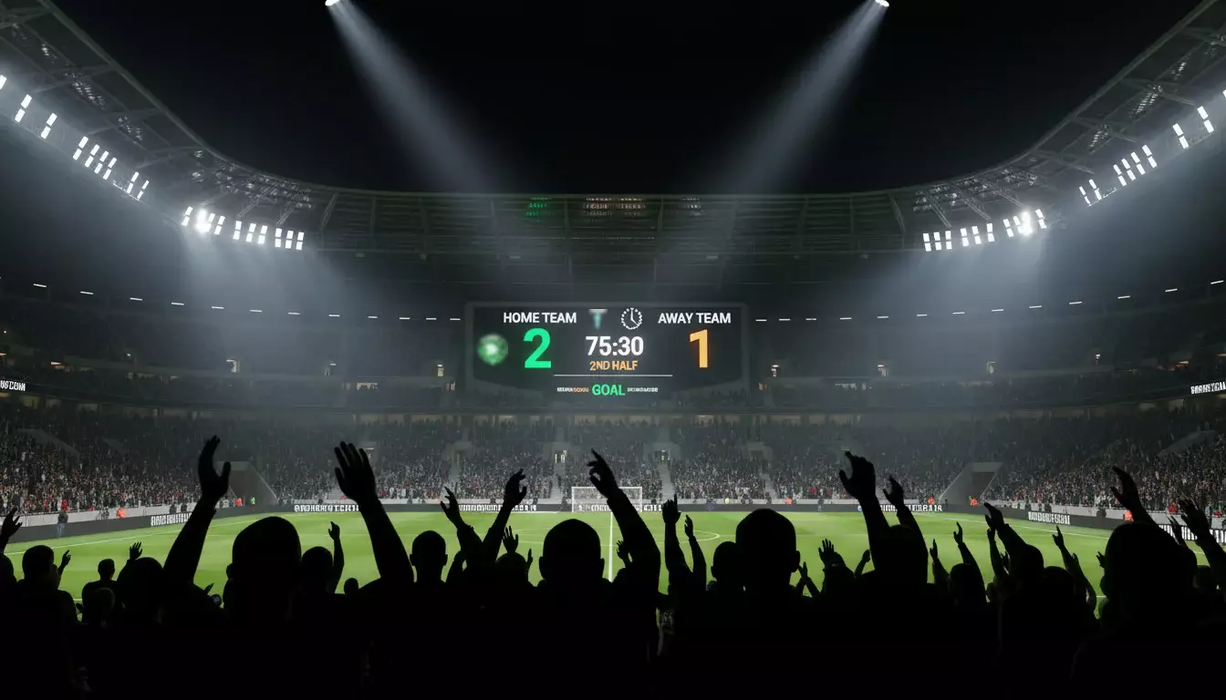 Scorebord bij voetbalwedstrijd met quoteringen en uitslagen